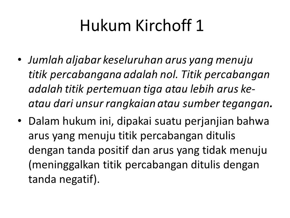 Hukum Kirchoff 1