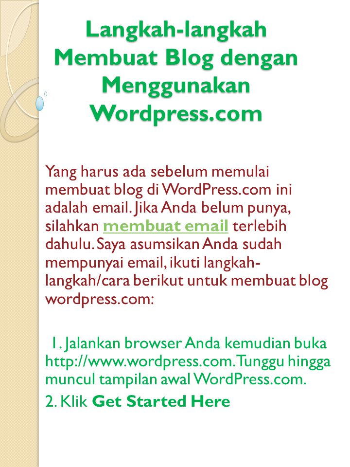 Langkah-langkah Membuat Blog dengan Menggunakan Wordpress.com
