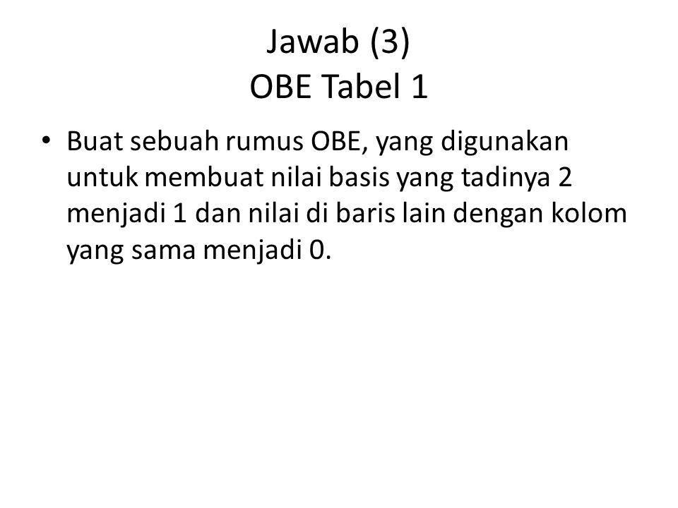 Jawab (3) OBE Tabel 1