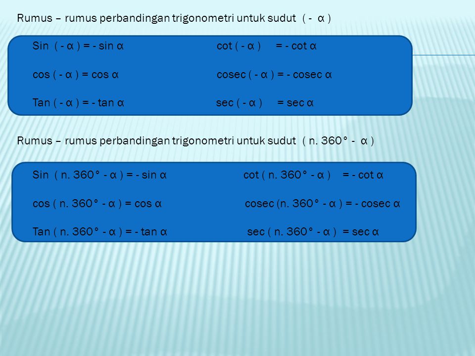 Rumus – rumus perbandingan trigonometri untuk sudut ( - α )
