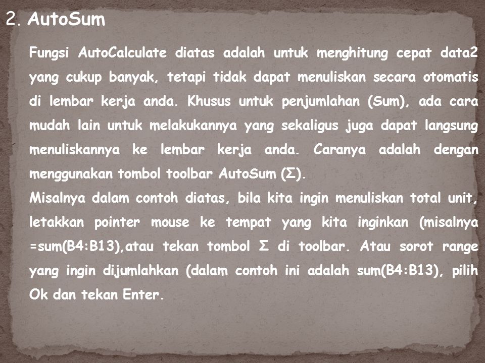 2. AutoSum