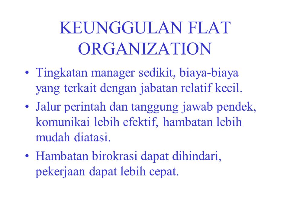KEUNGGULAN FLAT ORGANIZATION