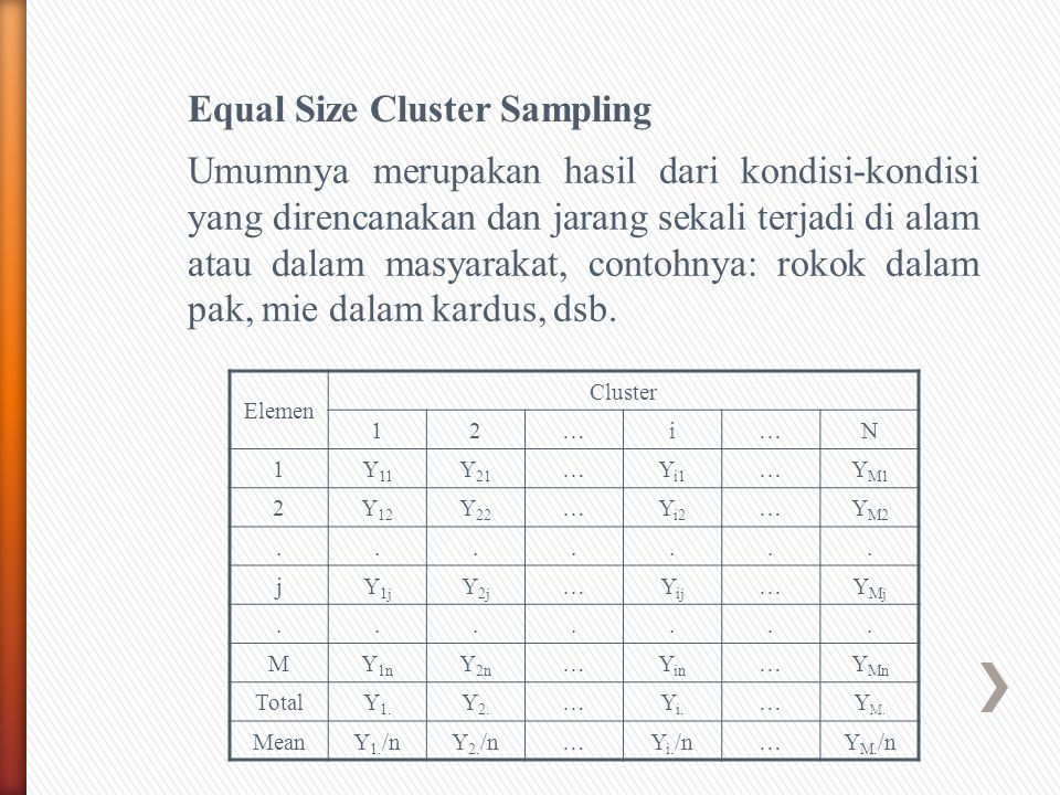 Equal Size Cluster Sampling