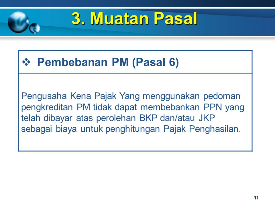3. Muatan Pasal Pembebanan PM (Pasal 6)
