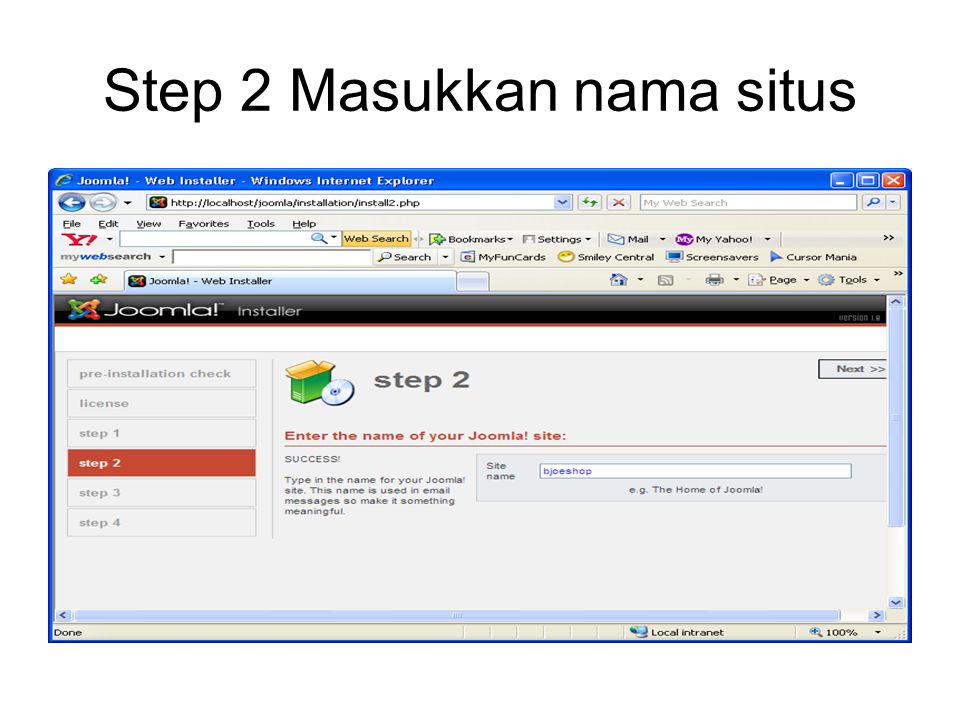 Step 2 Masukkan nama situs