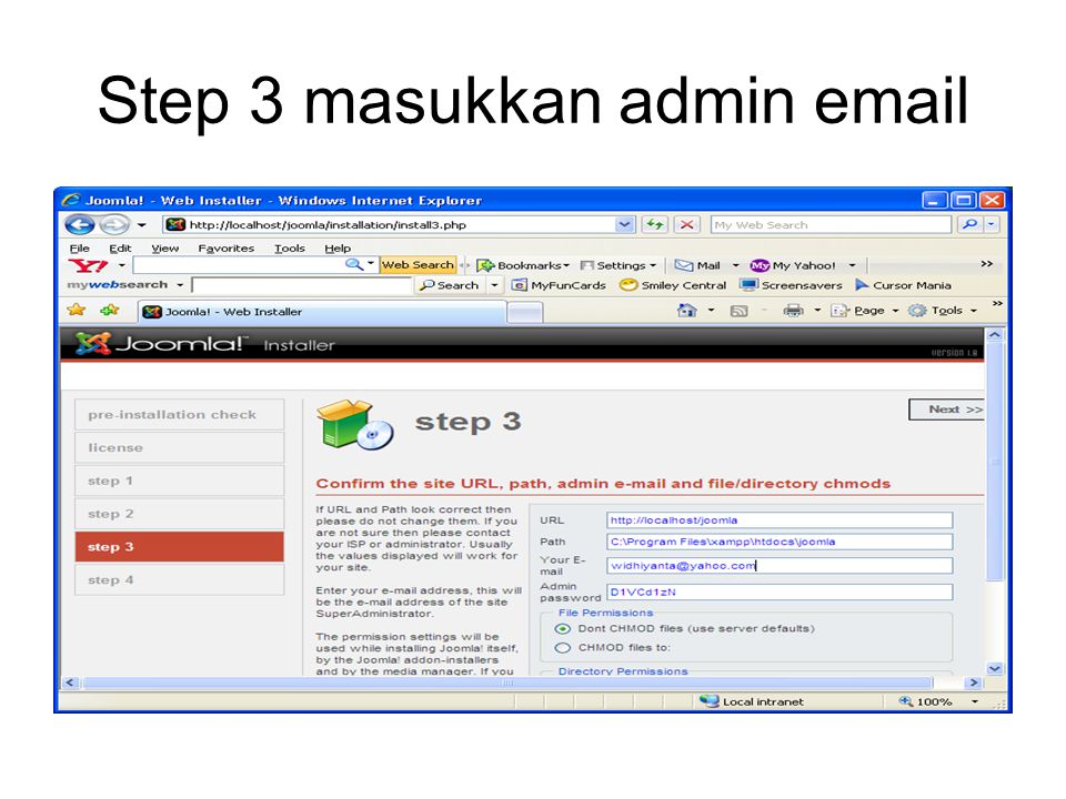 Step 3 masukkan admin