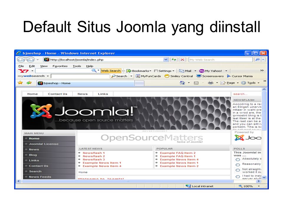 Default Situs Joomla yang diinstall