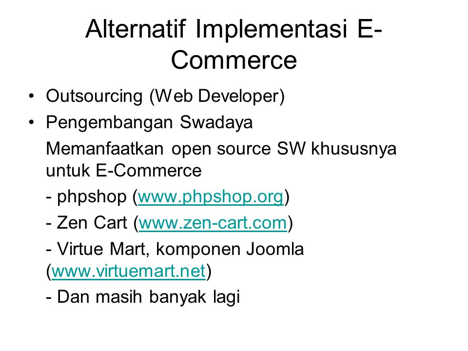 Alternatif Implementasi E-Commerce