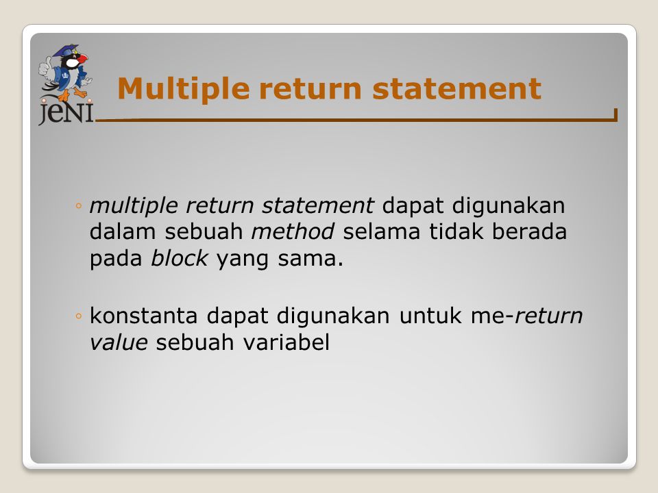 Multiple return statement