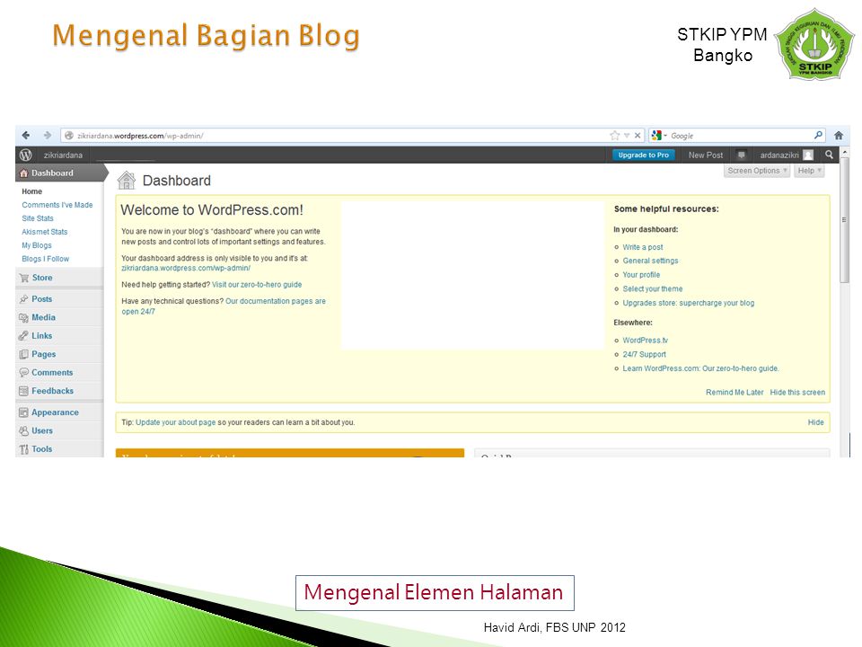 Mengenal Bagian Blog Mengenal Elemen Halaman STKIP YPM Bangko
