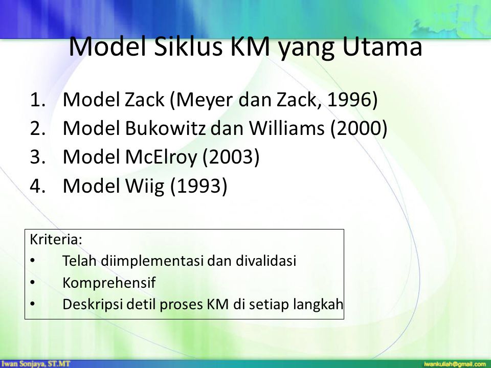 Model Siklus KM yang Utama