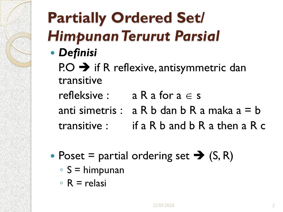 Partially Ordered Set/ Himpunan Terurut Parsial
