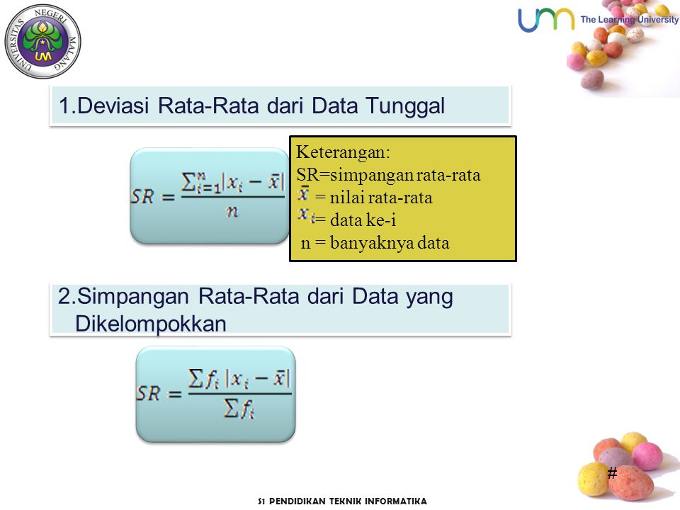 1.Deviasi Rata-Rata dari Data Tunggal