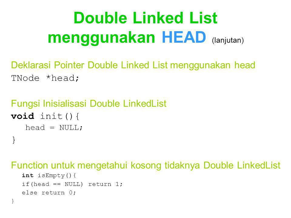 Double linked list. Функция head примеры.