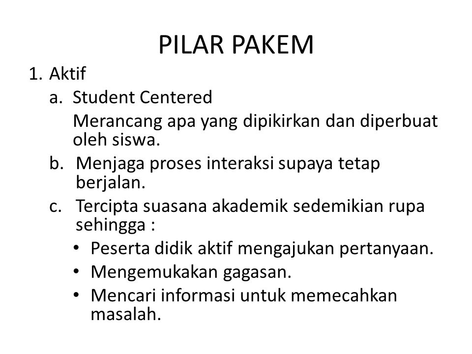 PILAR PAKEM Aktif Student Centered