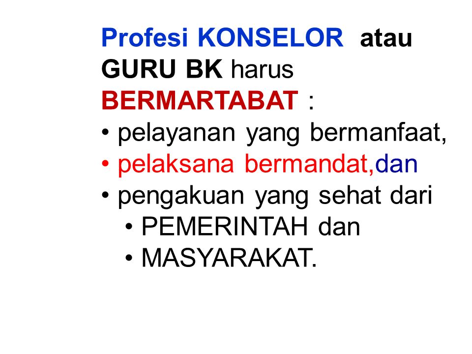 Profesi KONSELOR atau GURU BK harus BERMARTABAT :