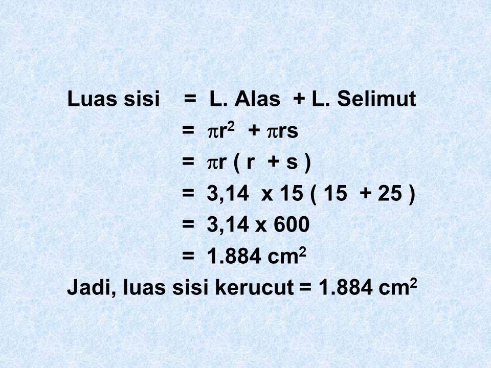 Luas sisi = L. Alas + L. Selimut