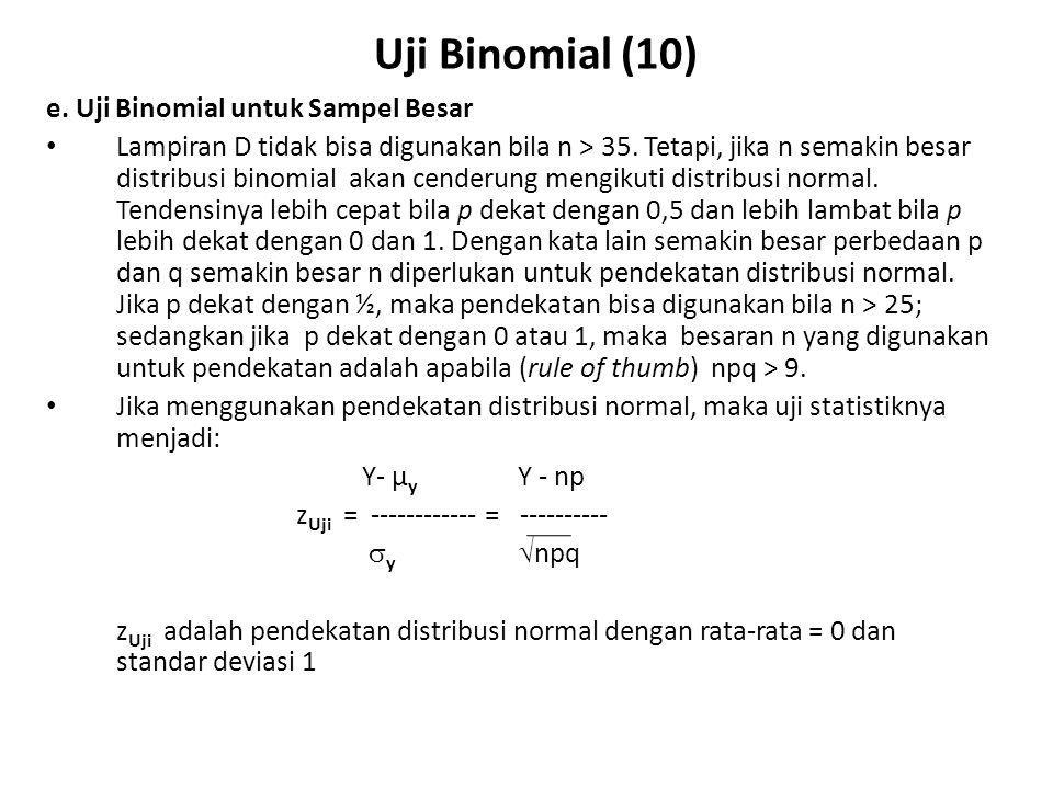 Uji Binomial (10) e. Uji Binomial untuk Sampel Besar