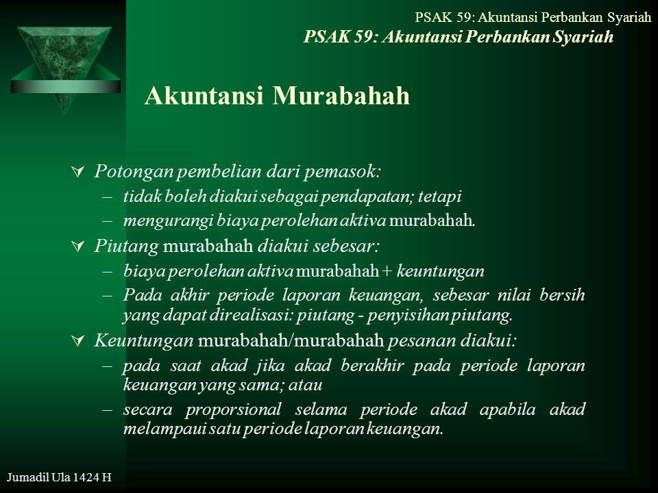 Akuntansi Murabahah Potongan pembelian dari pemasok: