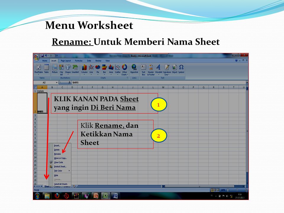 Menu Worksheet Rename: Untuk Memberi Nama Sheet
