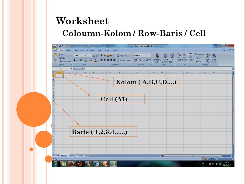 Worksheet Coloumn-Kolom / Row-Baris / Cell Kolom ( A,B,C,D....)