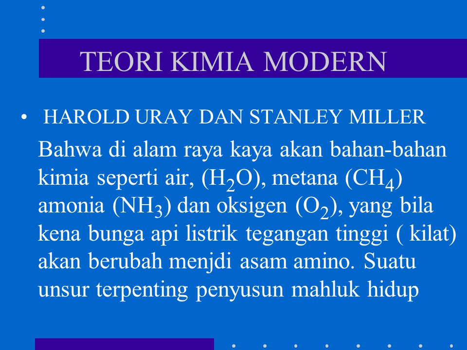 TEORI KIMIA MODERN HAROLD URAY DAN STANLEY MILLER