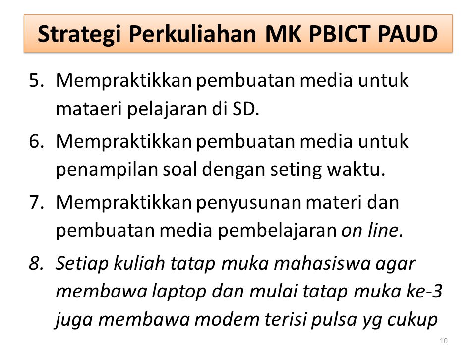 Strategi Perkuliahan MK PBICT PAUD