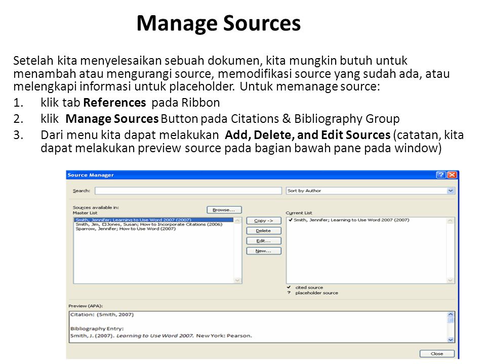 Manage Sources