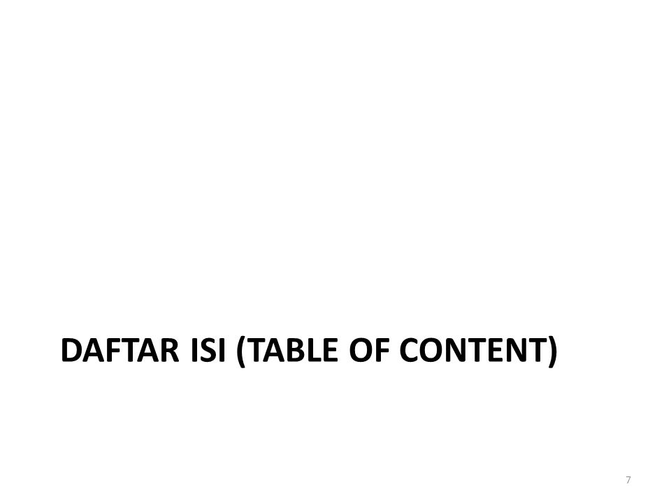 DAFTAR ISI (TABLE OF CONTENT)