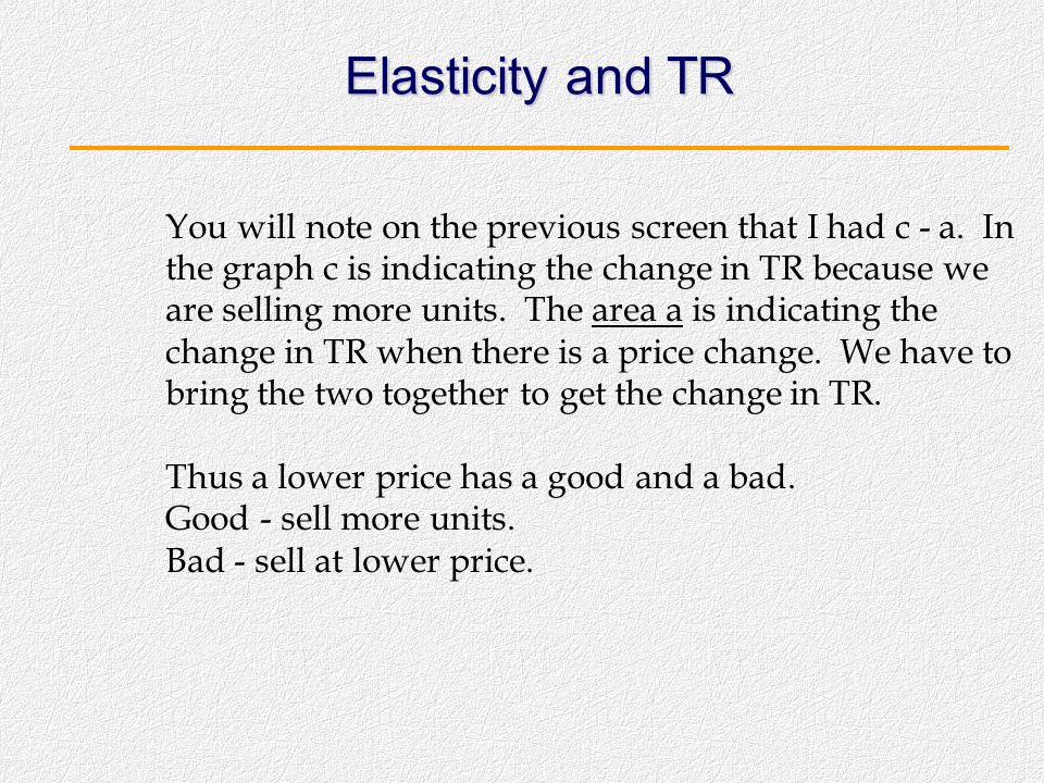 Elasticity and TR