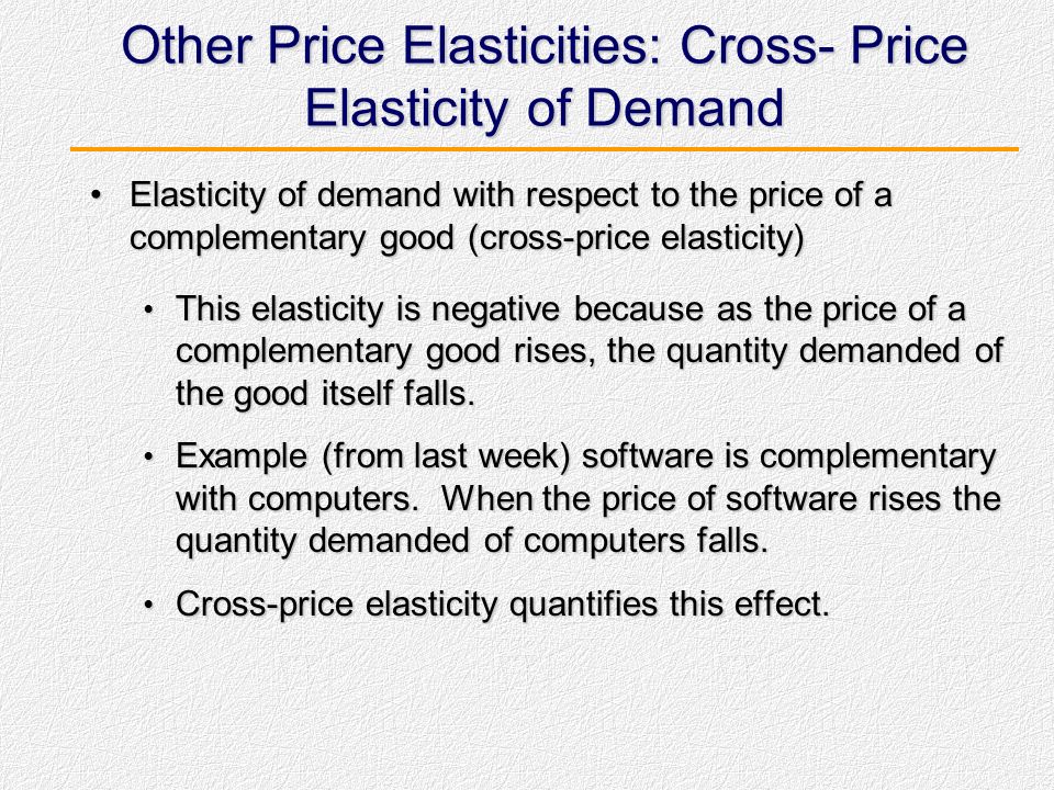 Other Price Elasticities: Cross- Price Elasticity of Demand