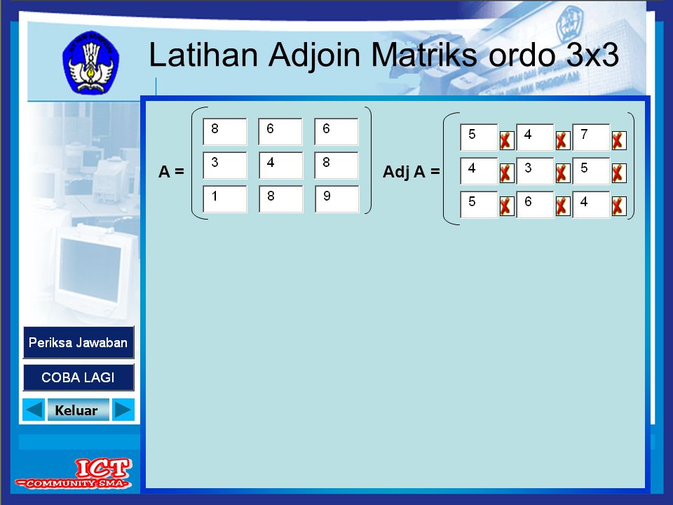 Latihan Adjoin Matriks ordo 3x3