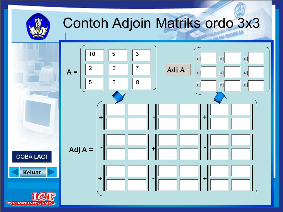 Contoh Adjoin Matriks ordo 3x3