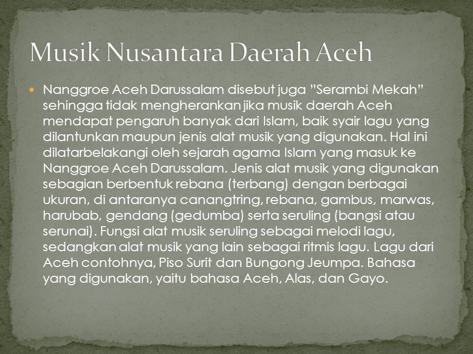 Musik Nusantara Daerah Aceh