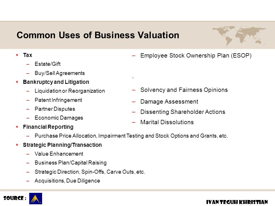 Common Uses of Business Valuation