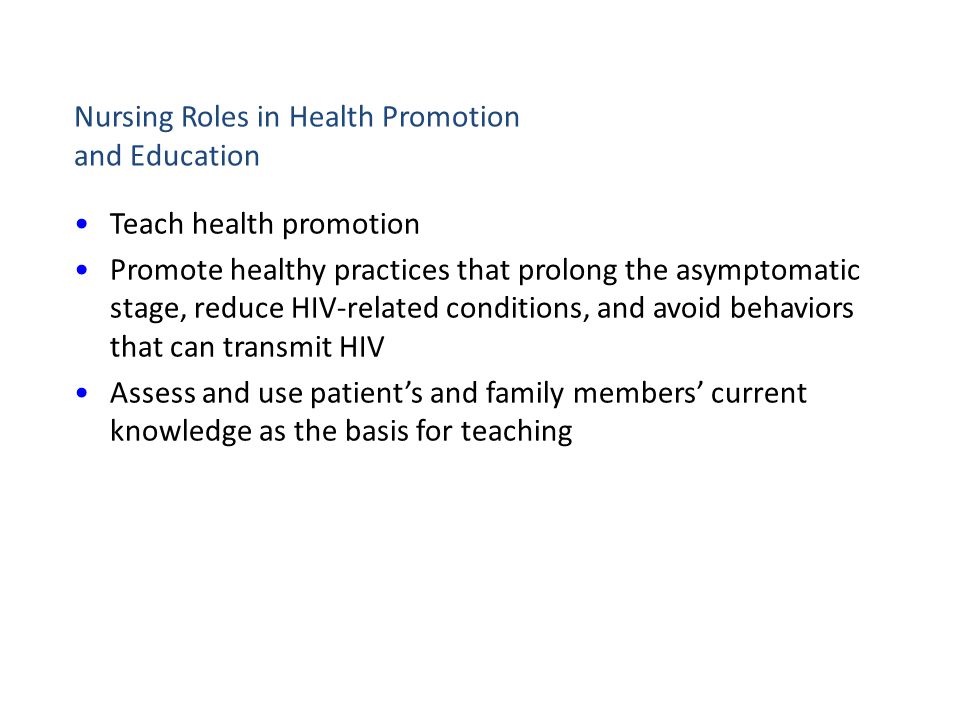 Nursing Roles in Health Promotion and Education