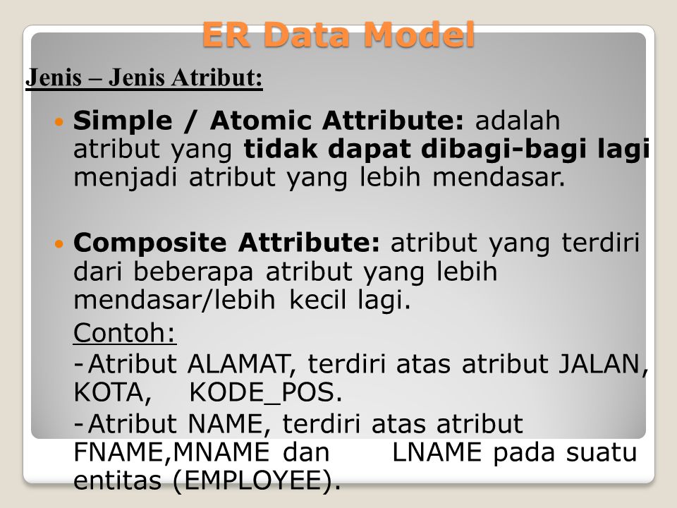 ER Data Model Jenis – Jenis Atribut: