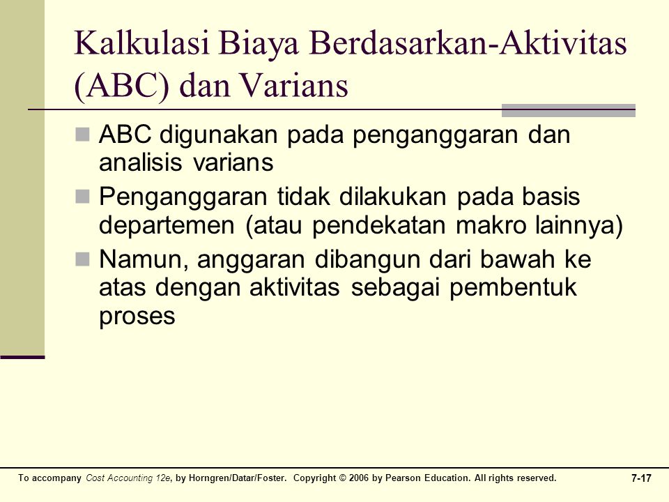 Kalkulasi Biaya Berdasarkan-Aktivitas (ABC) dan Varians
