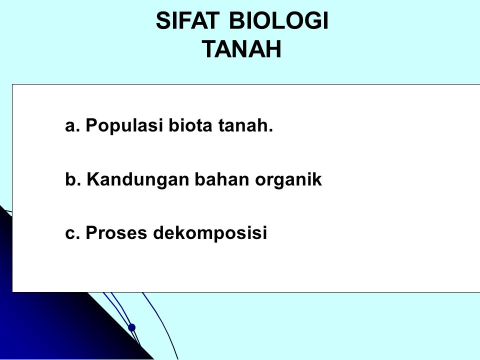 SIFAT BIOLOGI TANAH a. Populasi biota tanah.