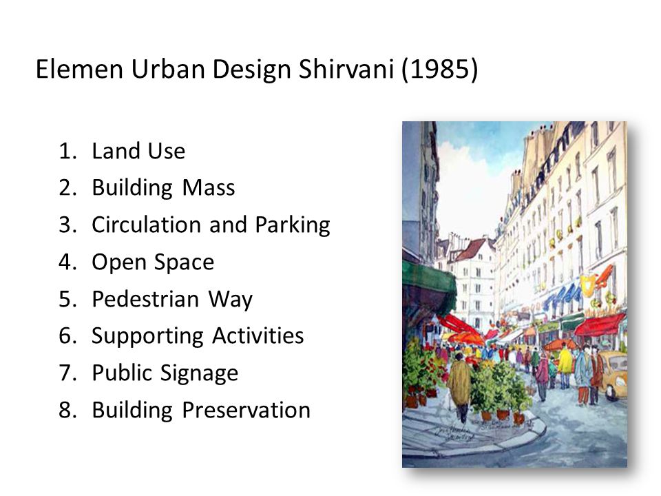 Elemen Urban Design Shirvani (1985)