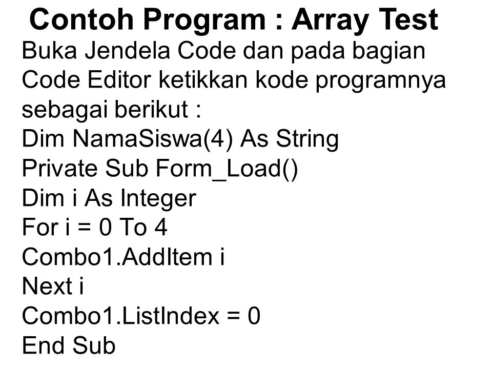 Contoh Program : Array Test