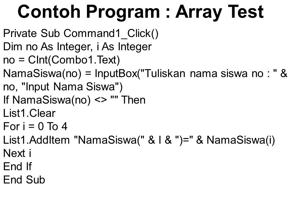 Contoh Program : Array Test