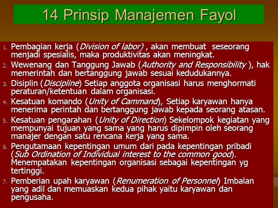 14 Prinsip Manajemen Fayol