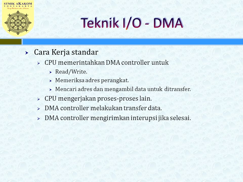 Teknik I/O - DMA Cara Kerja standar