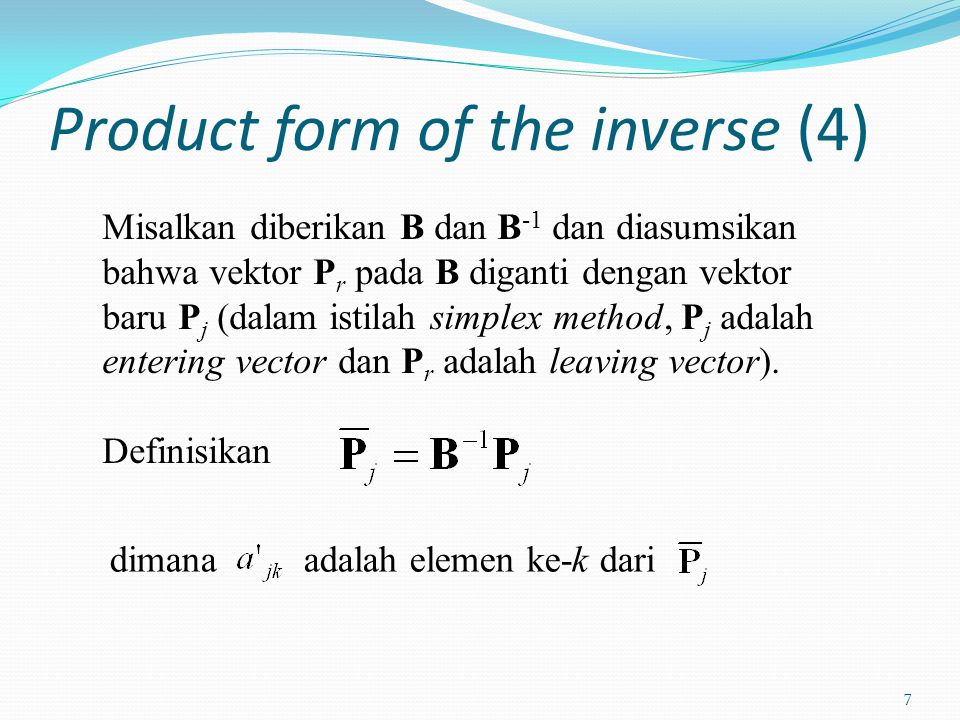 Product form of the inverse (4)