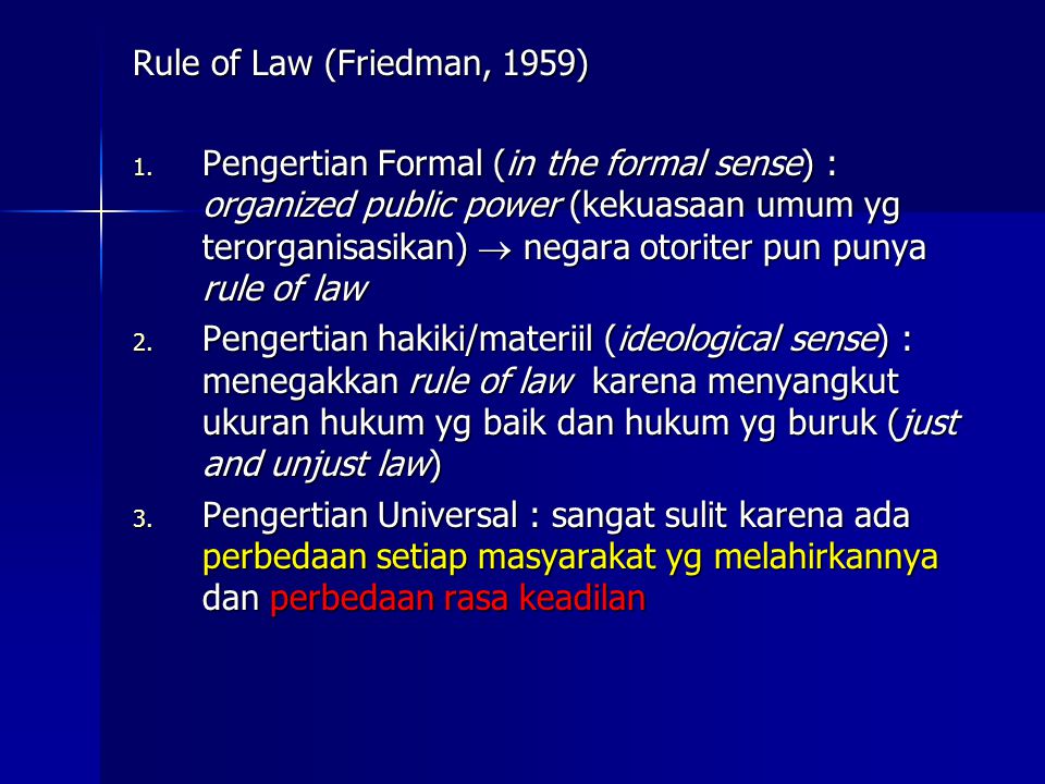 Rule of Law (Friedman, 1959)