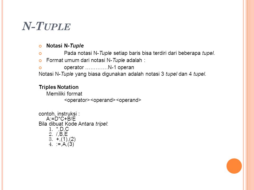 N-Tuple Notasi N-Tuple
