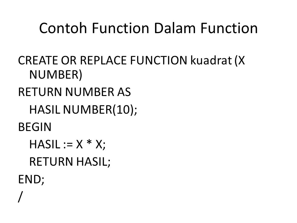 Contoh Function Dalam Function