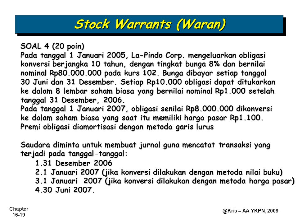 Stock Warrants (Waran)