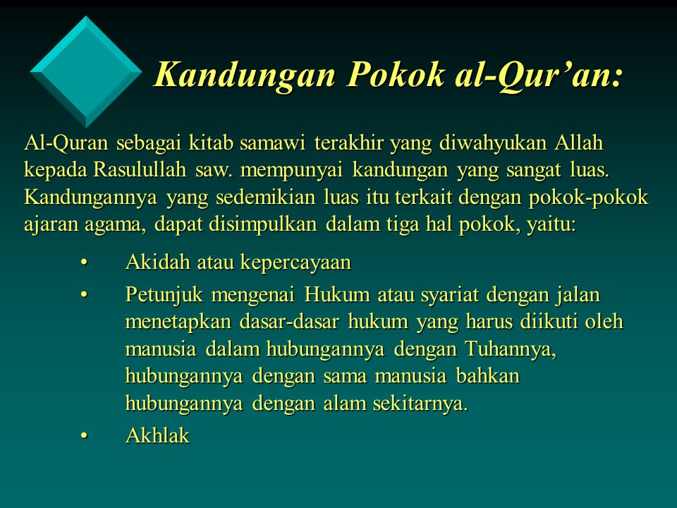 Kandungan Pokok al-Qur’an:
